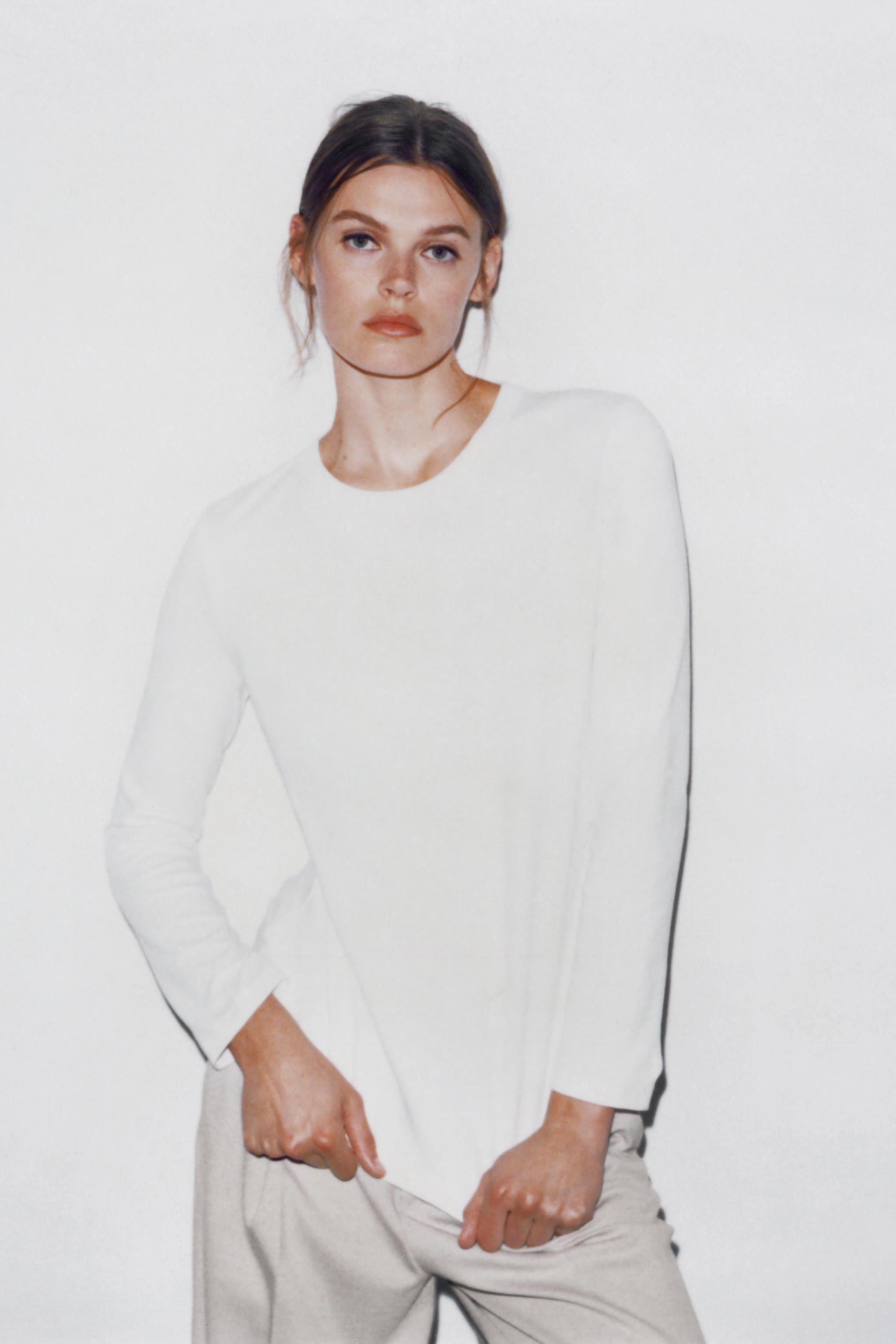 INTERLOCK LONG SLEEVE T-SHIRT | Zara UK