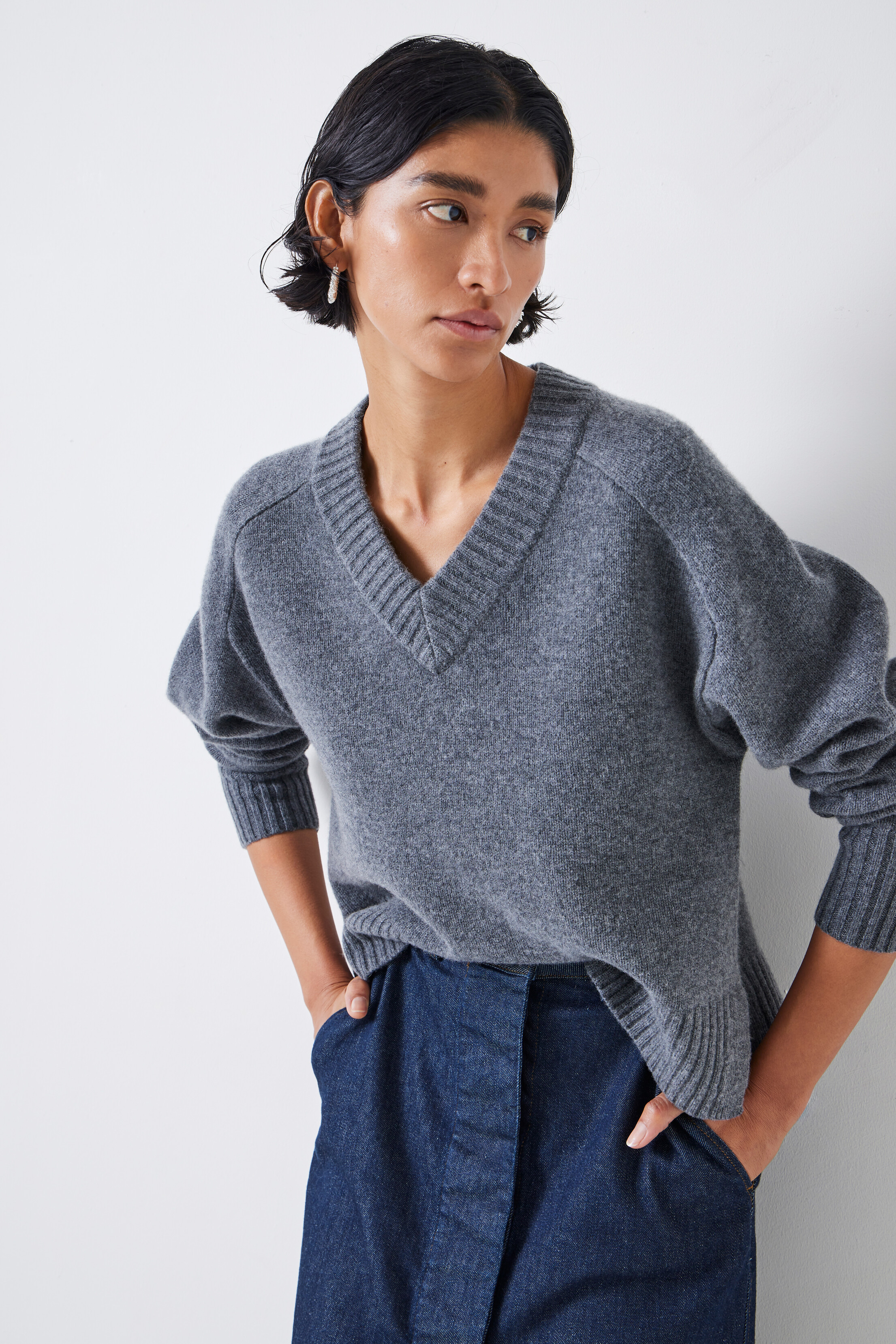 Erica Merino Wool V Neck Jumper | Hush UK