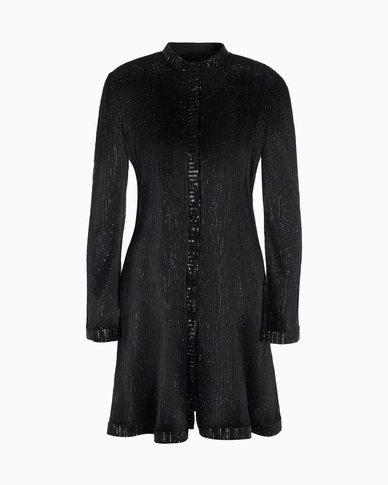 Long jacket in pleated tulle with crystal embroidery | Armani US