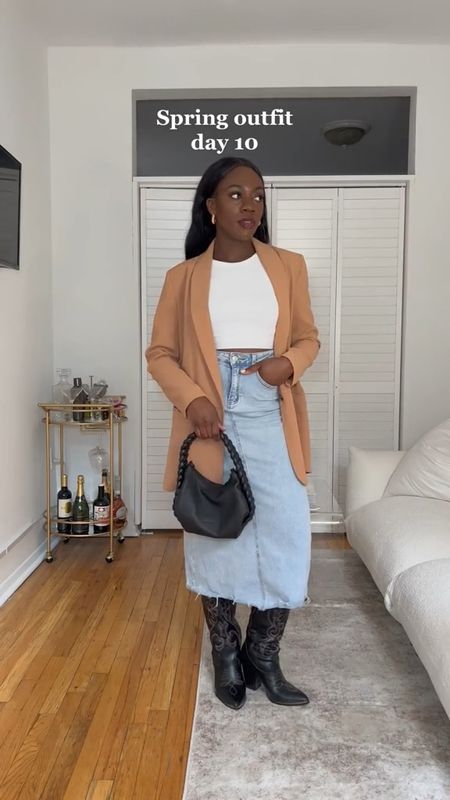 Blazer outfits, denim skirt, maxi skirt, minimal style, moodboard aesthetic, spring style, outfit inspiration, outfit ideas, spring outfit, outfit inspo, spring fashion, style inspo, get ready with me 

#LTKunder100 #LTKsalealert #LTKfit