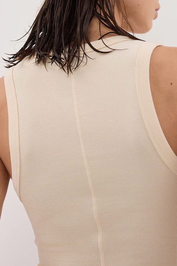 YASMIN SANDSTONE SLEEVELESS KNIT TANK | DISSH