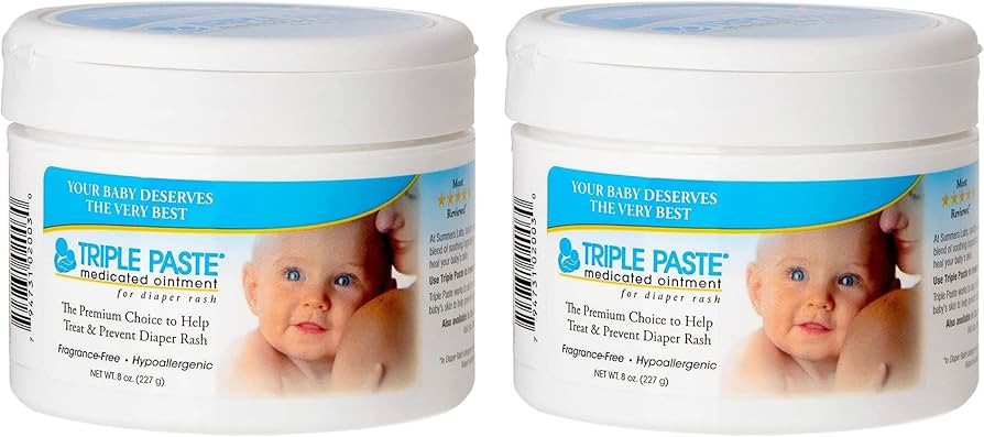 Triple Paste Diaper Rash Cream, Hypoallergenic Medicated Ointment for Babies, 8 oz (Pack of 2) | Amazon (US)