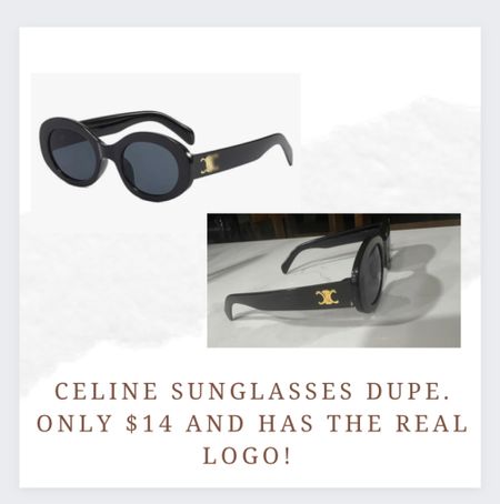 Celine sunglasses dupe on amazon! The logo is blurred out on Amazon but they ship with the actual Celine logo on them! They look just like the real thing! Designer inspired. Lookalike. Look for less. Sunglasses. Big savings. Designer looks for less. Accessories. Must have  

#LTKstyletip #LTKswim #LTKfindsunder50