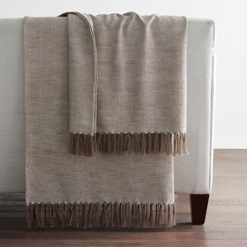 Yarn-Dyed Fringe Throw - Brown | The Company Store