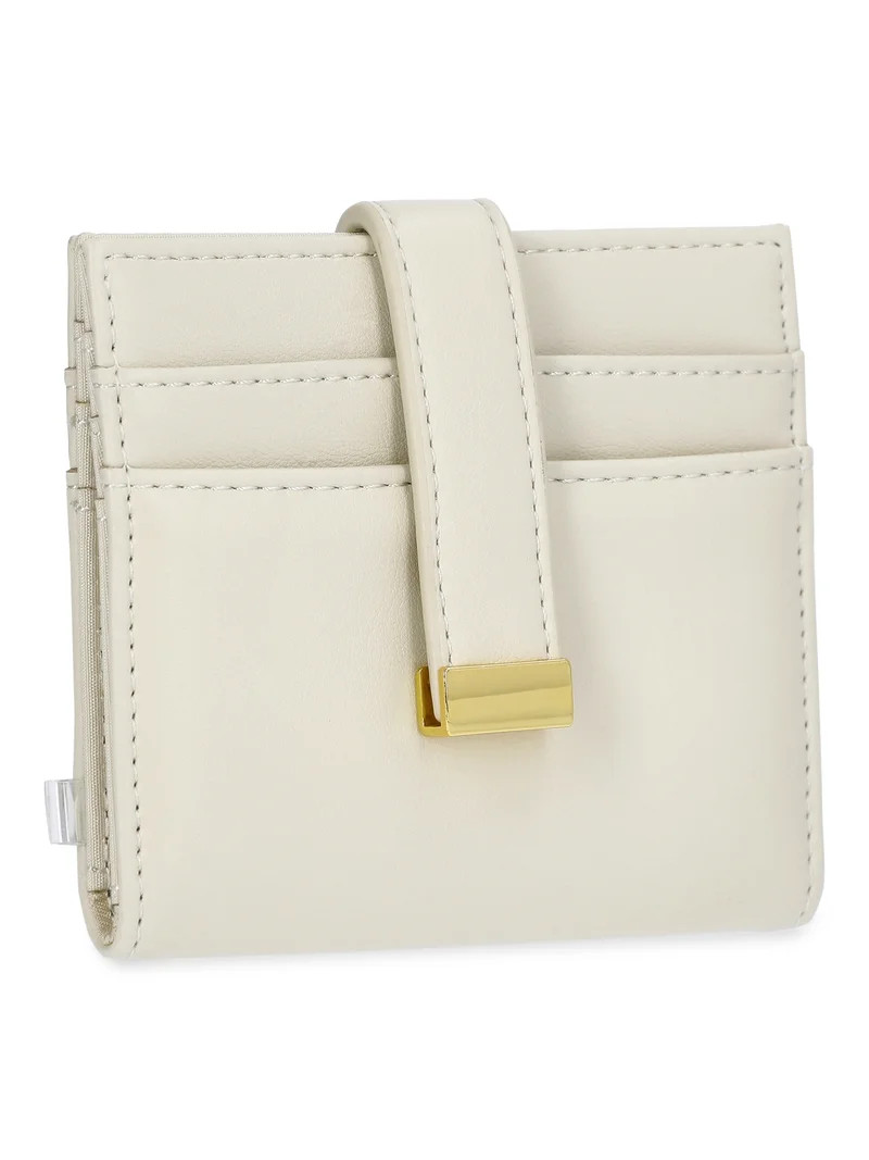 Time and Tru Women's Una Faux Leather Card Case Wallet, Bleached Beige | Walmart (US)