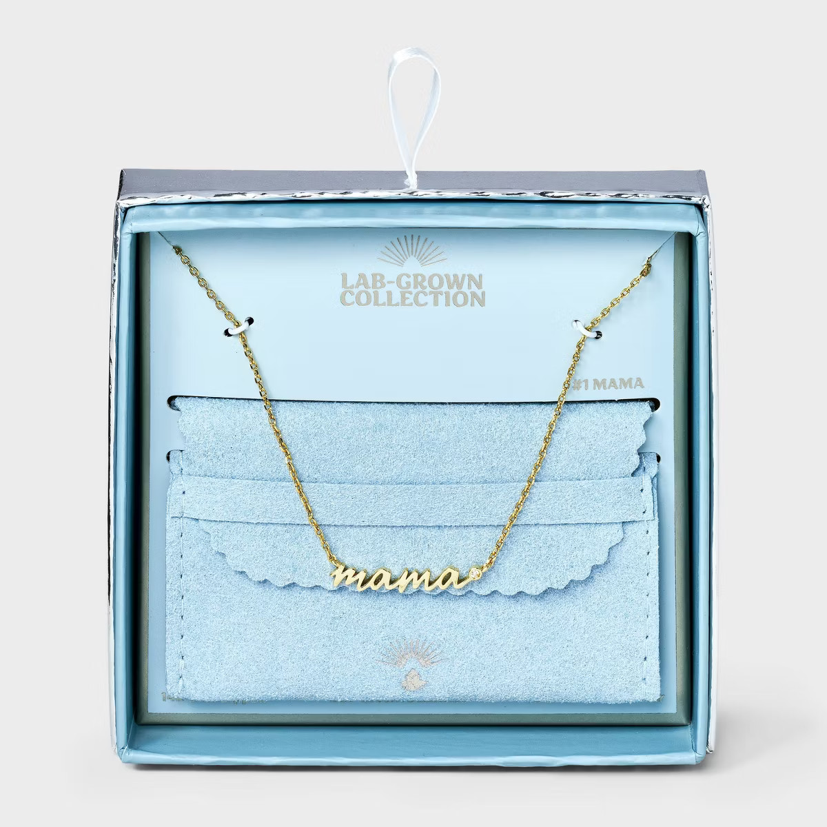 14K Gold Dipped Lab-Grown Diamond Mama Statement Necklace - Gold | Target