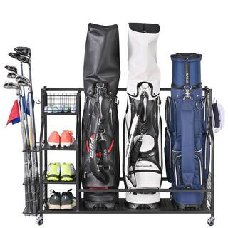 161 lbs. Weight Capacity 3 Golf Bags sport Storage Organizer Extra Large Size Golf Storage Rack G... | The Home Depot
