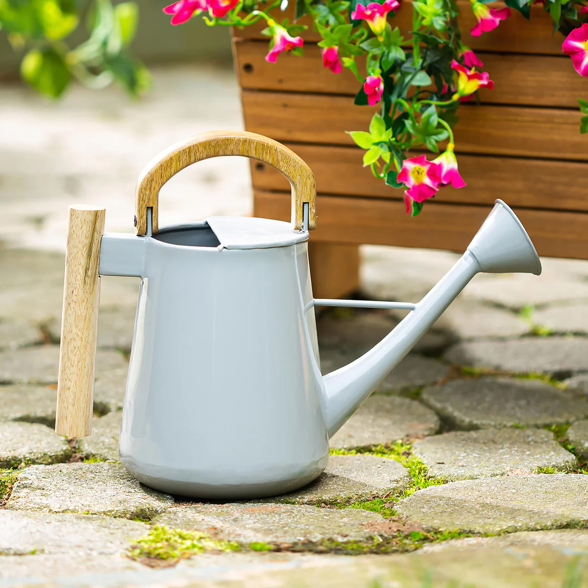 Wood and Metal Watering Can | Plow & Hearth