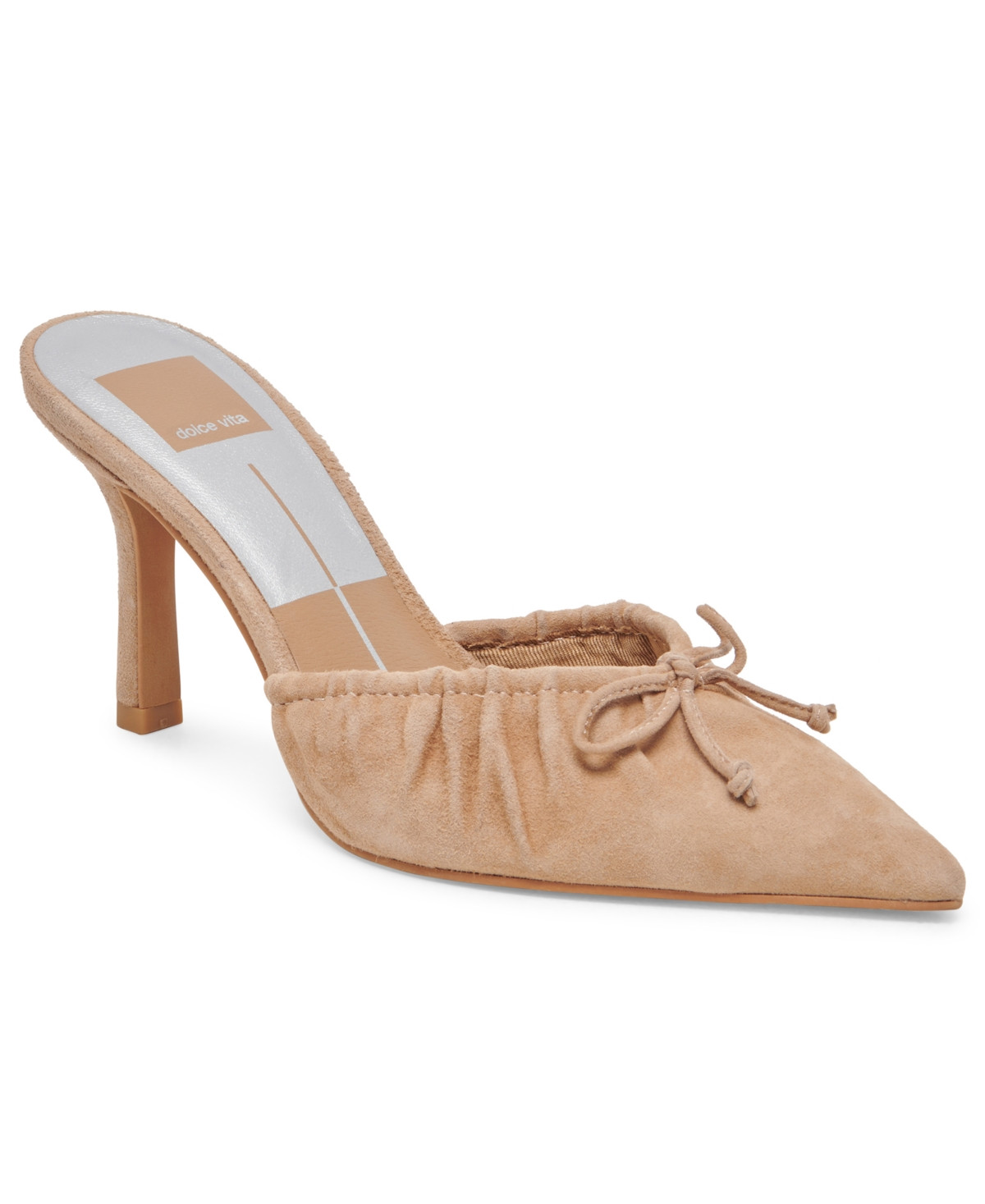 Dolce Vita Women's Kairi Pleated Pointed-Toe Mule Pumps - Camel Suede | Macy's