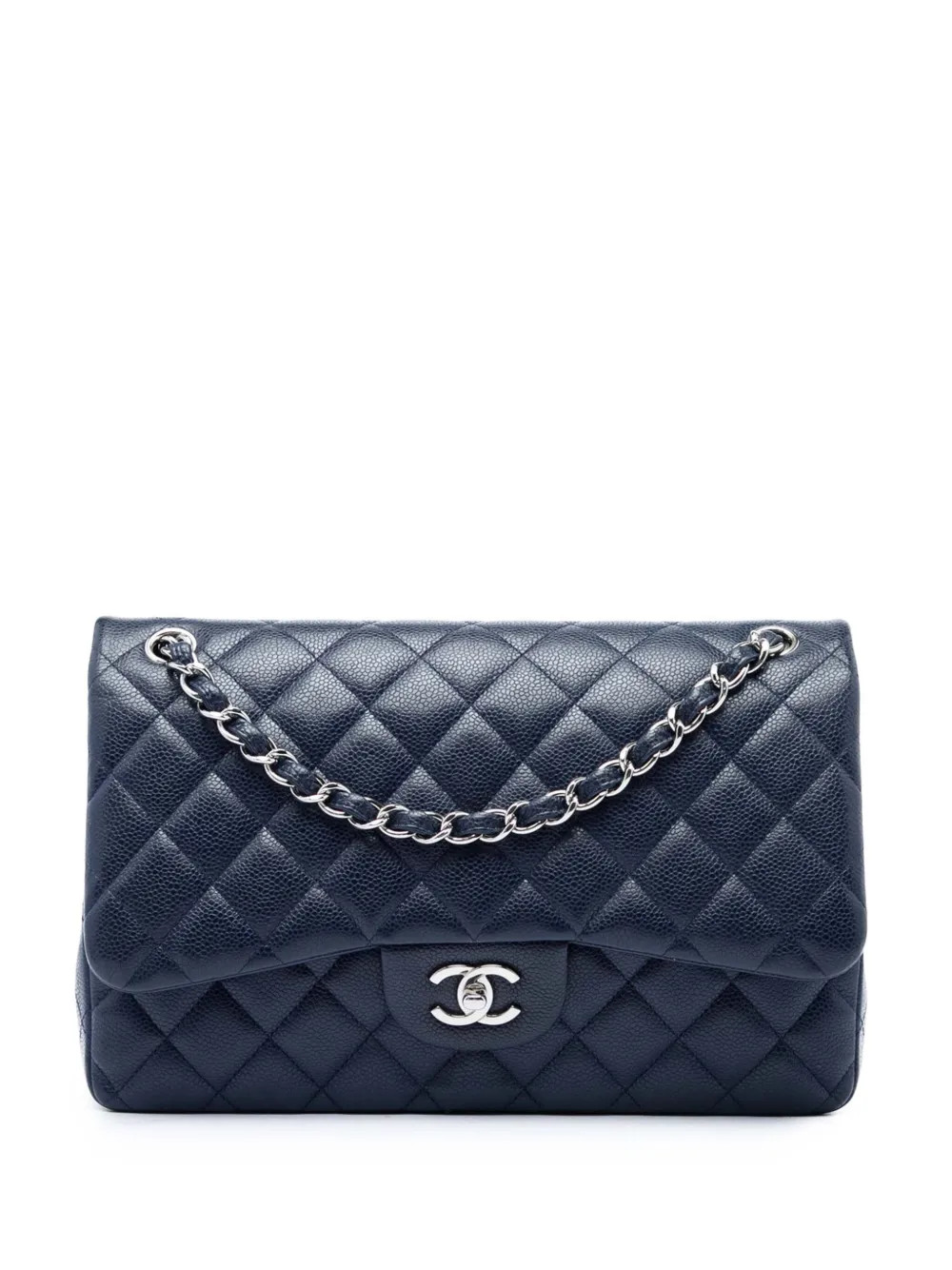 CHANEL Pre-Owned 2013-2014 Jumbo Classic Caviar Double Flap shoulder bag - Blue | Farfetch Global