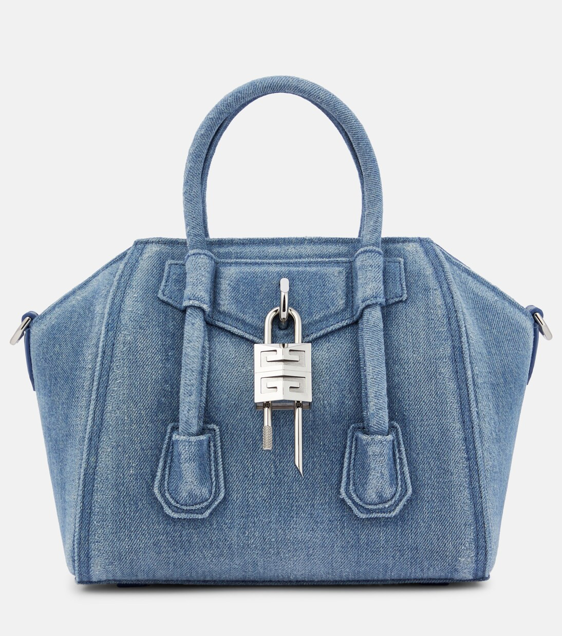 Antigona Lock Mini denim tote bag | Mytheresa (UK)