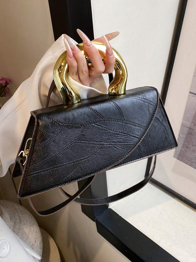 Long Irregular-Shaped Metallic Tote Bag | SHEIN USA | SHEIN