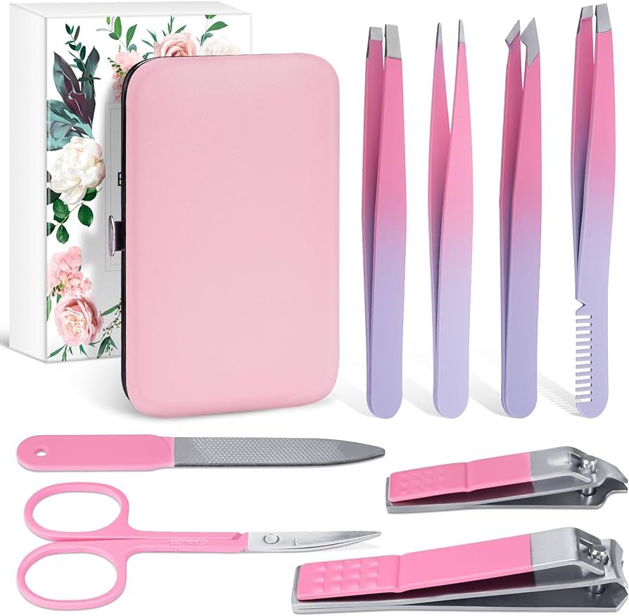 Tweezers Nail Clippers Gifts for Women: Professional Precision Tool Kit Set for Facial Hair Eyebr... | Amazon (US)