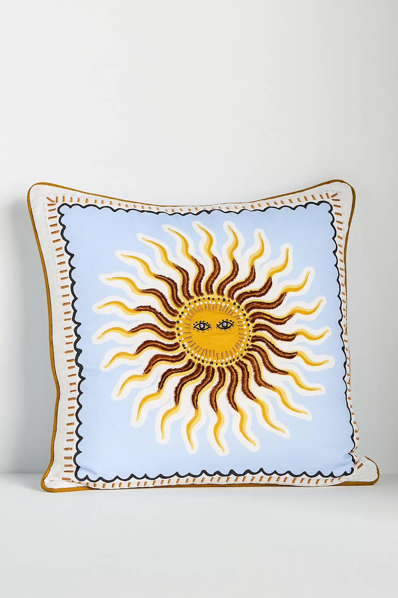 Fortune Embroidered Cotton Slub Cushion | Anthropologie (UK)