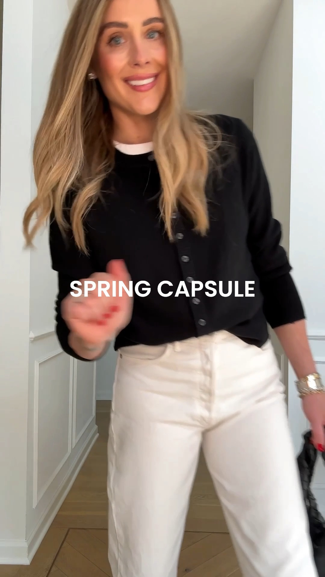 Fashion Jackson, spring capsule, black cardigan (small) business casual, white jeans, 

#LTKOver40 #LTKootd #LTKSeasonal