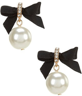 Southern Living Jet Ribbon Bow Pave Pearl Drop Earrings | Dillard's | Dillard's