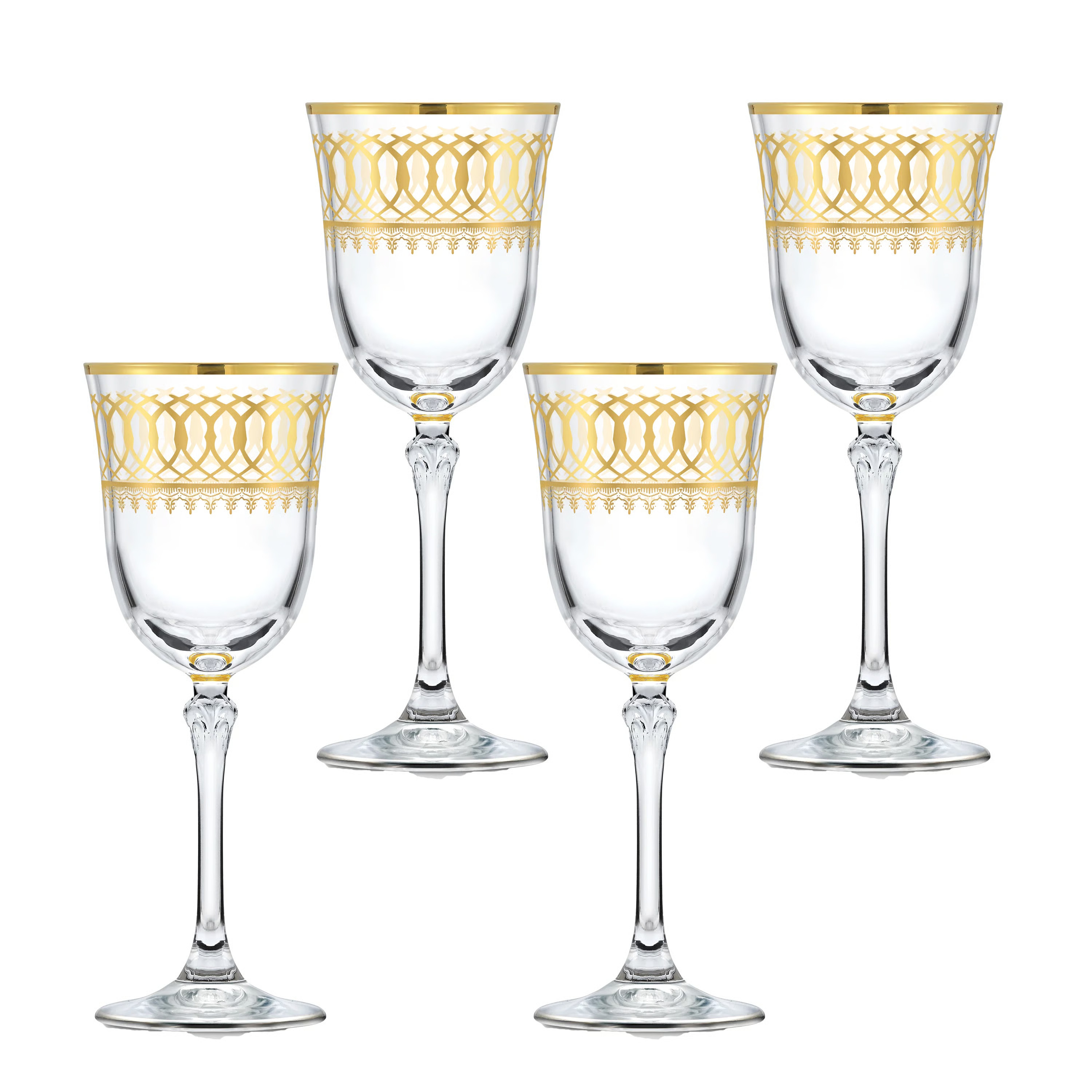Lorren Home Trends Gold Embellished Red Wine Goblet With Gold Rings, Set Of 4 | Wayfair | Wayfair North America