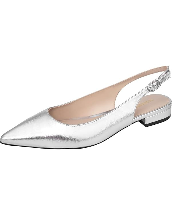WONDERWAY Women Slingback Flat Pointed Toe Shoes for Dressy,Casual,Work,Wedding | Amazon (US)
