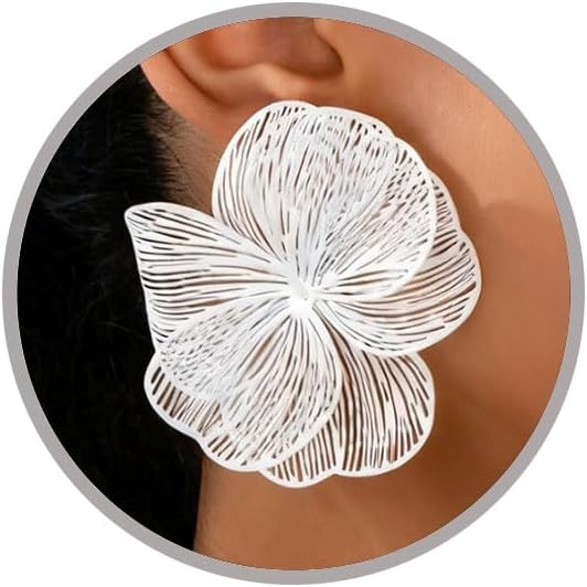 Gold Flower Earrings for Women Big Statement Earrings for Women Silver Black Red Hot Pink White L... | Amazon (US)
