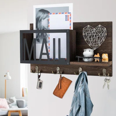Mail Organizer Wall Mount Key Holder For Wall Wooden Mail Sorter Organizer | Wayfair North America