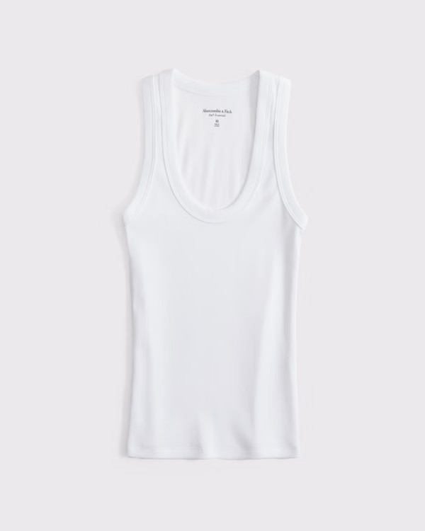 Women's Essential Rib Tuckable Scoopneck Tank | Women's Tops | Abercrombie.com | Abercrombie & Fitch (UK)