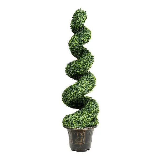 Gymax 4FT Artificial Boxwood Spiral Tree Faux Tree W/Realistic Leaves Indoor Outdoor | Walmart (US)