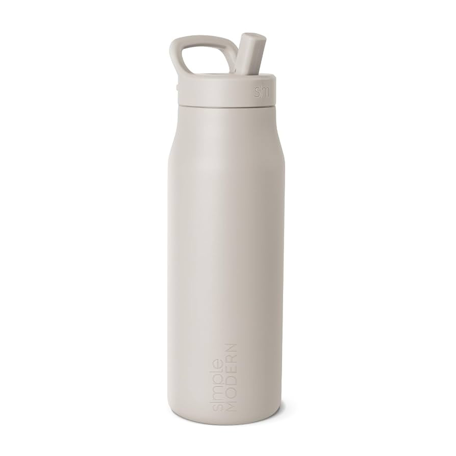 Simple Modern Water Bottle with Push Button Straw Lid | Ceramic-Lined Insulated Stainless Steel |... | Amazon (US)