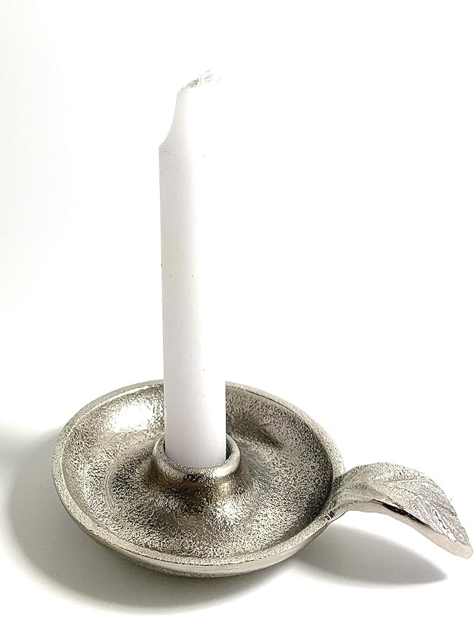 Taper Candlestick Holder Dish (Silver, Rustic) | Amazon (US)