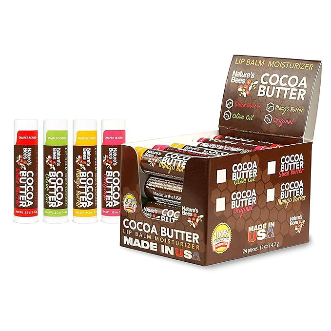 Nature's Bees - Cocoa Butter Lip Balm Moisturizer - Original 24 Pack, 4 Flavors - Original, Shea ... | Amazon (US)