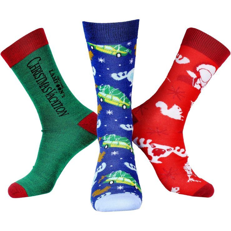 National Lampoon's Christmas Vacation Men's 3 Pack Mid-Calf Adult Crew Socks | Target