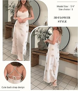 Women's Knit Maxi Dress Spaghetti Strap Floral Dresses Bodycon Knitted Beach Long Dress Backless ... | Amazon (US)