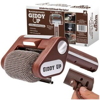 Giddy Up Grill Cleaner AS-SEEN-ON-TV-Cordless, Rechargeable BBQ Tool with 350 RPM Stainless Roller, LED Light | The Home Depot