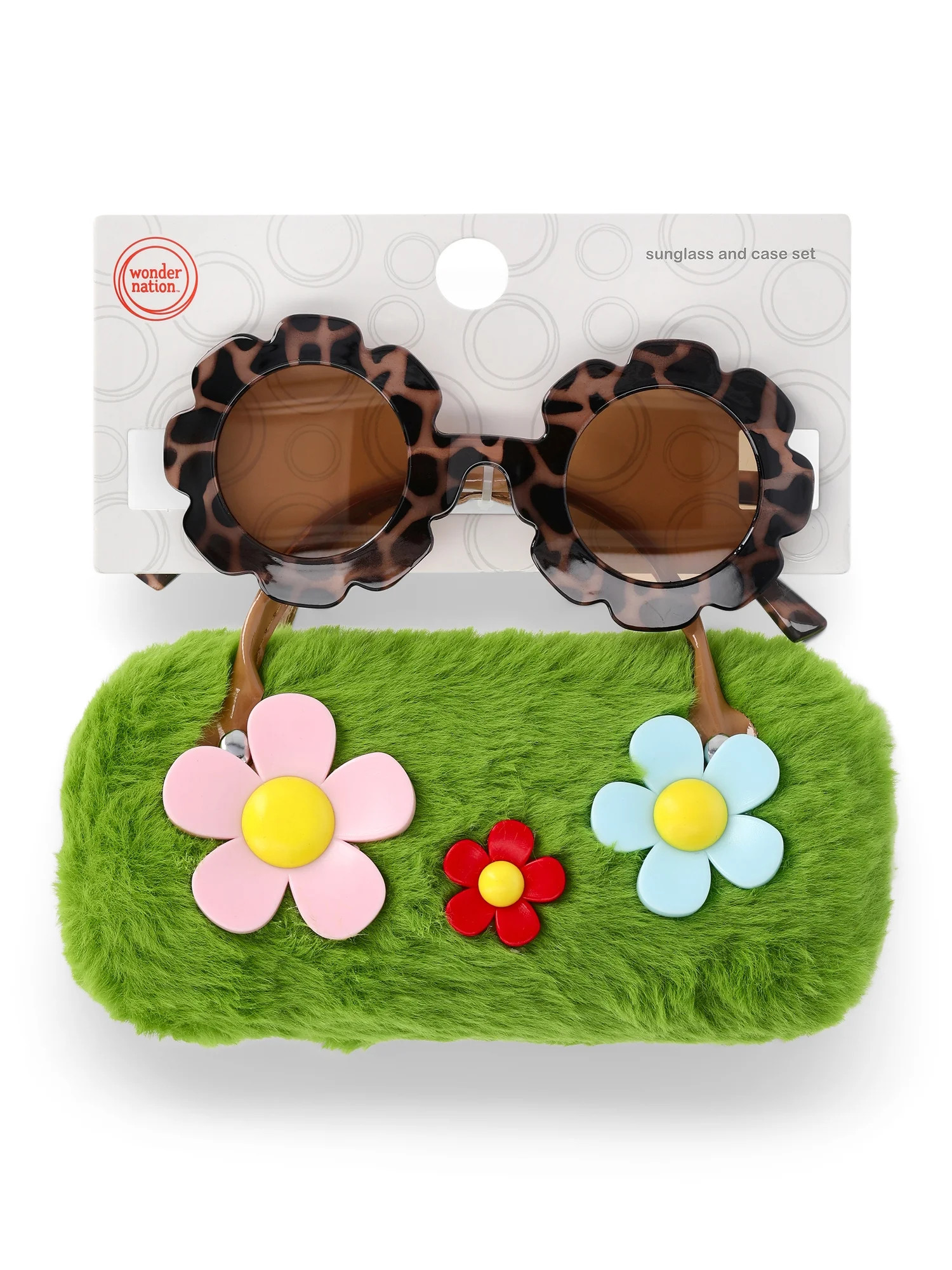 Wonder Nation Girls Sunglasses and Plush Grass Flower Case Set, 2-Piece | Walmart (US)