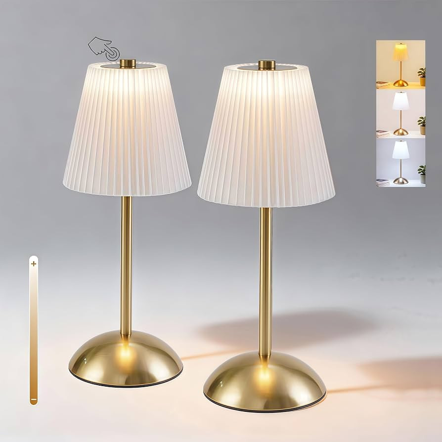 2-Pack Cordless Rechargeable Table Lamps, LED Small Battery Operated Lamp, 3 Color Temperatures &... | Amazon (US)