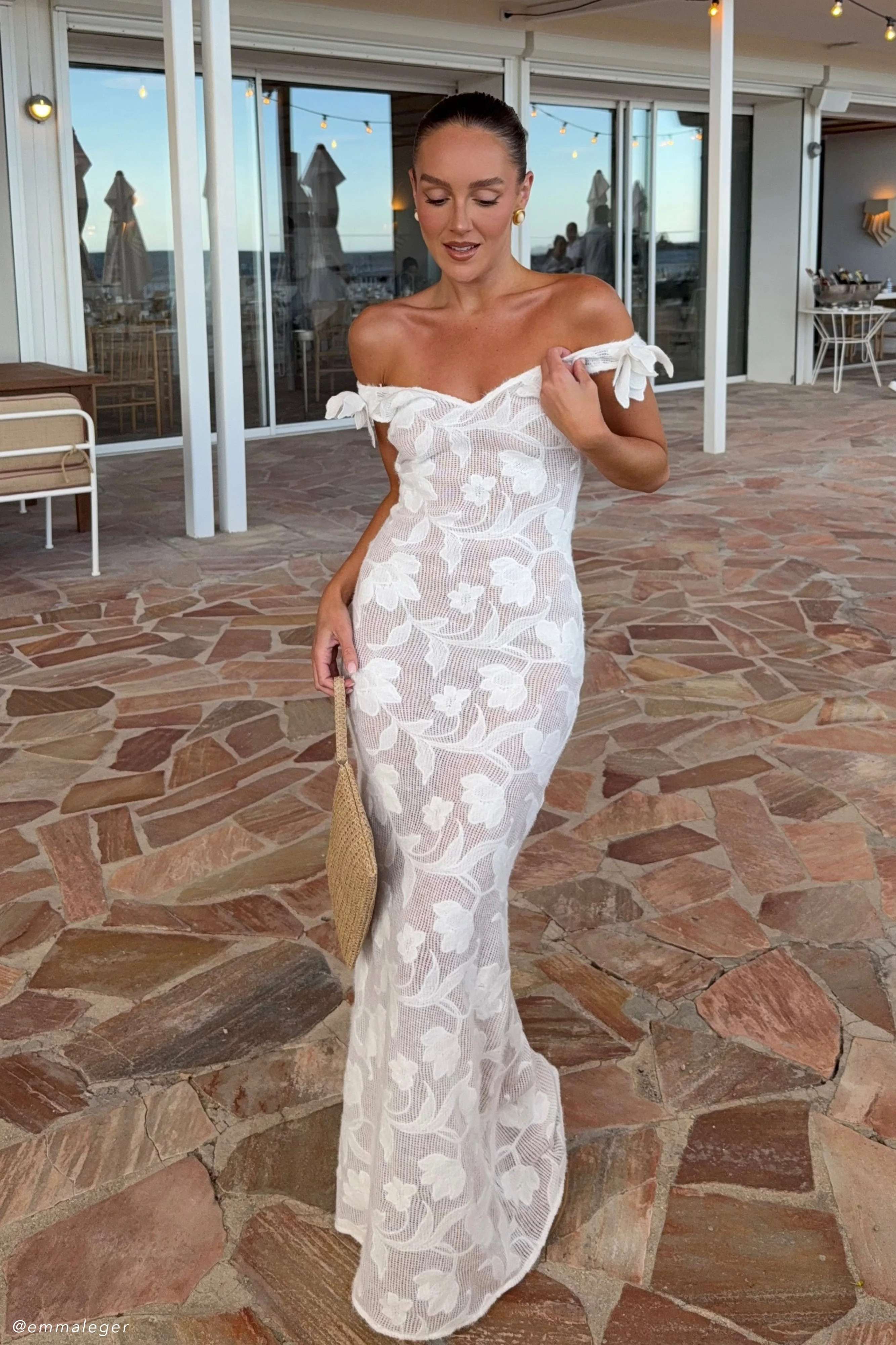 Cornelia Floral Sheer Maxi Dress - Ivory | Meshki UK
