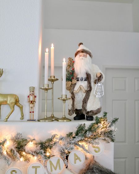 Santa figurine, elegant Christmas decor, Holiday home decor, flameless candles, gold candlestick holders

#LTKhome #LTKunder100 #LTKHoliday