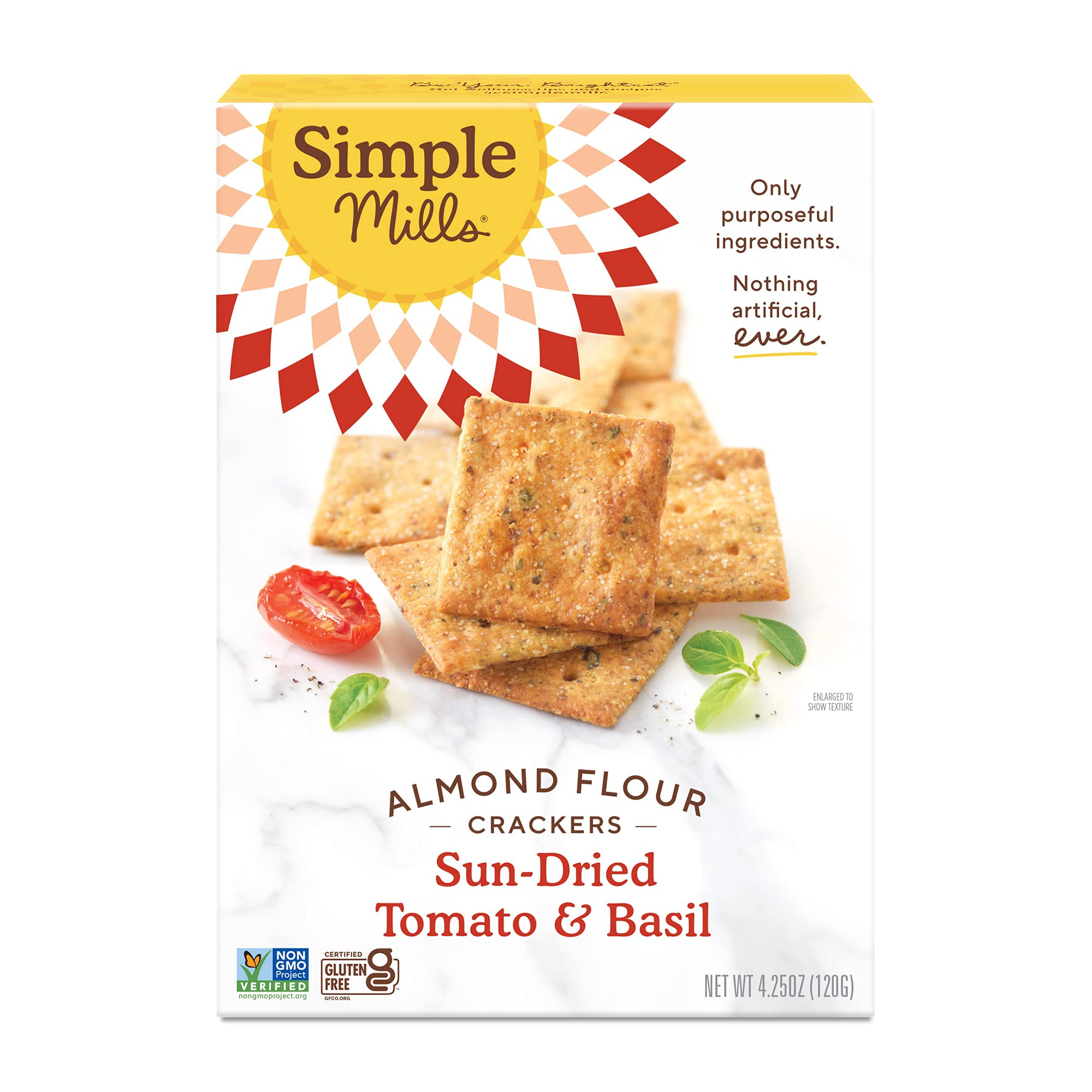 Simple Mills Almond Flour Crackers, Sundried Tomato & Basil, Gluten Free, Flax Seed, Sunflower Se... | Amazon (US)