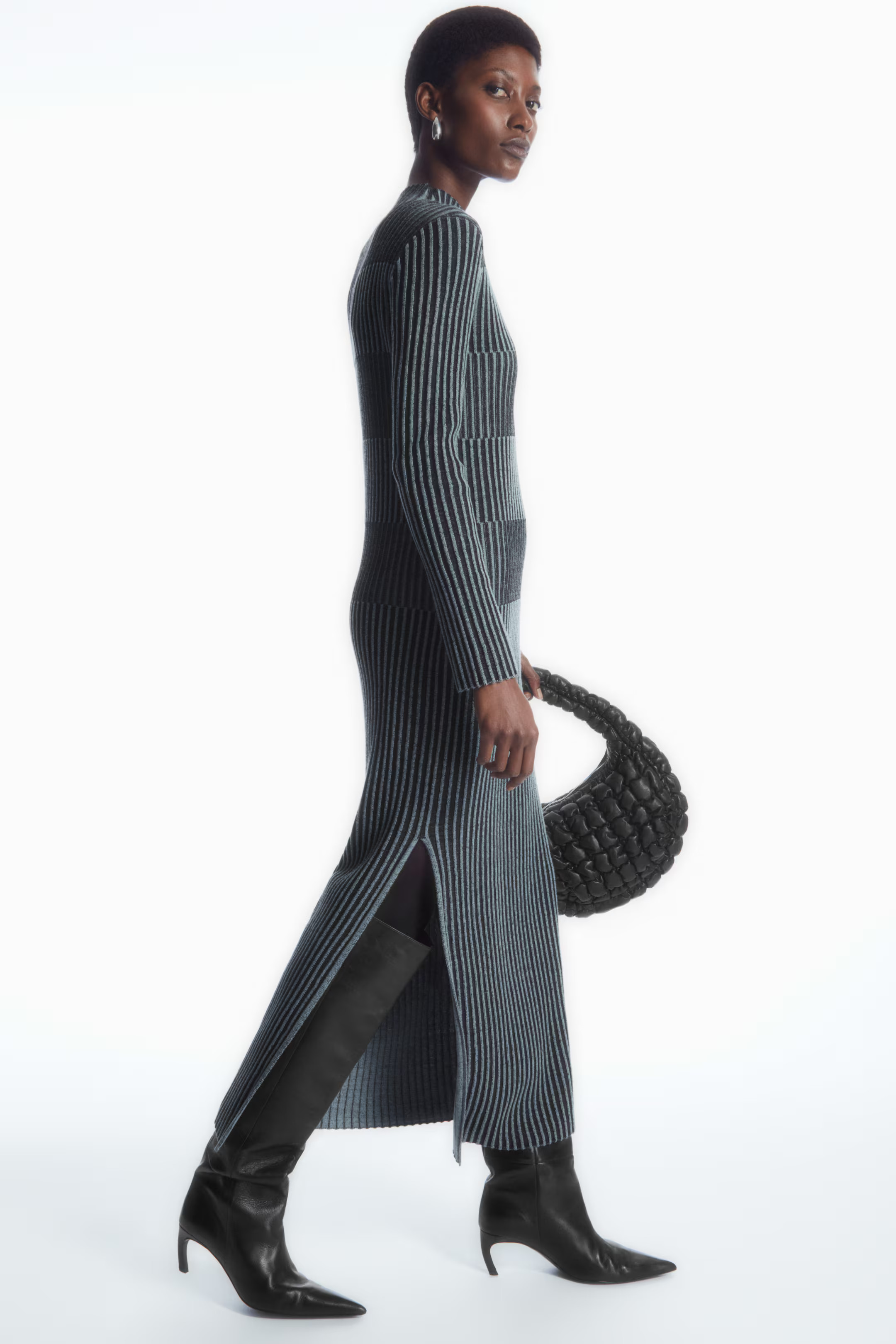 STRIPED RIBBED-KNIT MIDI DRESS | H&M (UK, MY, IN, SG, PH, TW, HK)