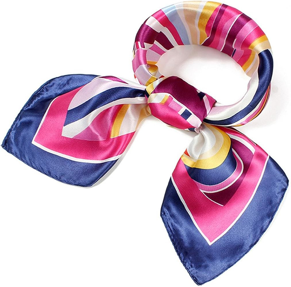 QBSM Womens 23.6 inch Satin Silk Feeling Formal Square Neck Scarf Head Hair Wraps Kerchief | Amazon (US)