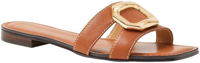 AT Weekend Leather Buckle Slides | Ann Taylor (US)
