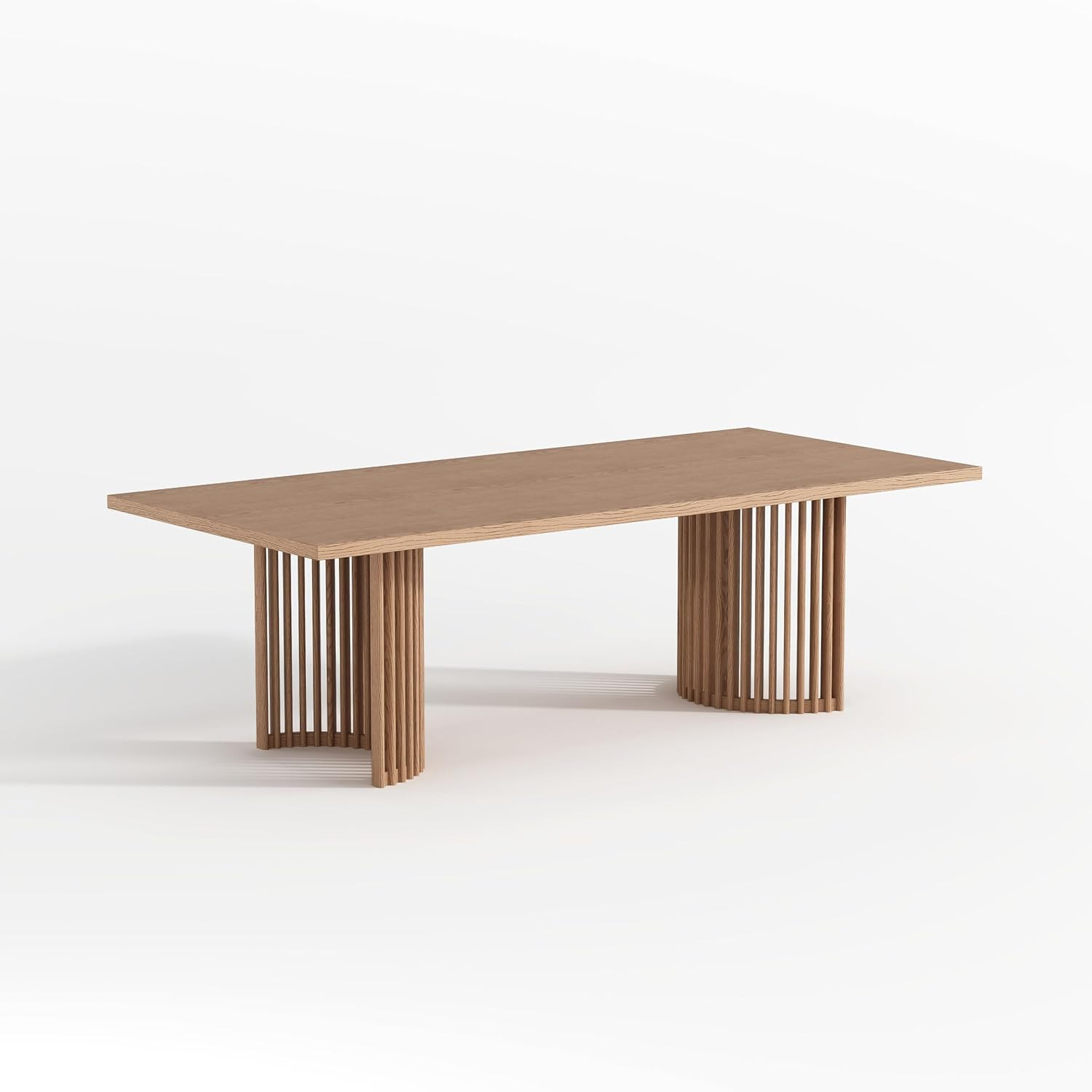 SOLIS Hashi Modern Rectangular Dining Table, Natural Oak, Fluted Pedestal Base (120x48) | Amazon (US)