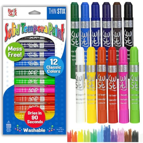 Kwik Stix Solid Tempera Paints, Thin Stix Paint Pens, Super Quick Drying, 12 Classic Colors for Children - 12 Pack - TPG-608 | Amazon (US)