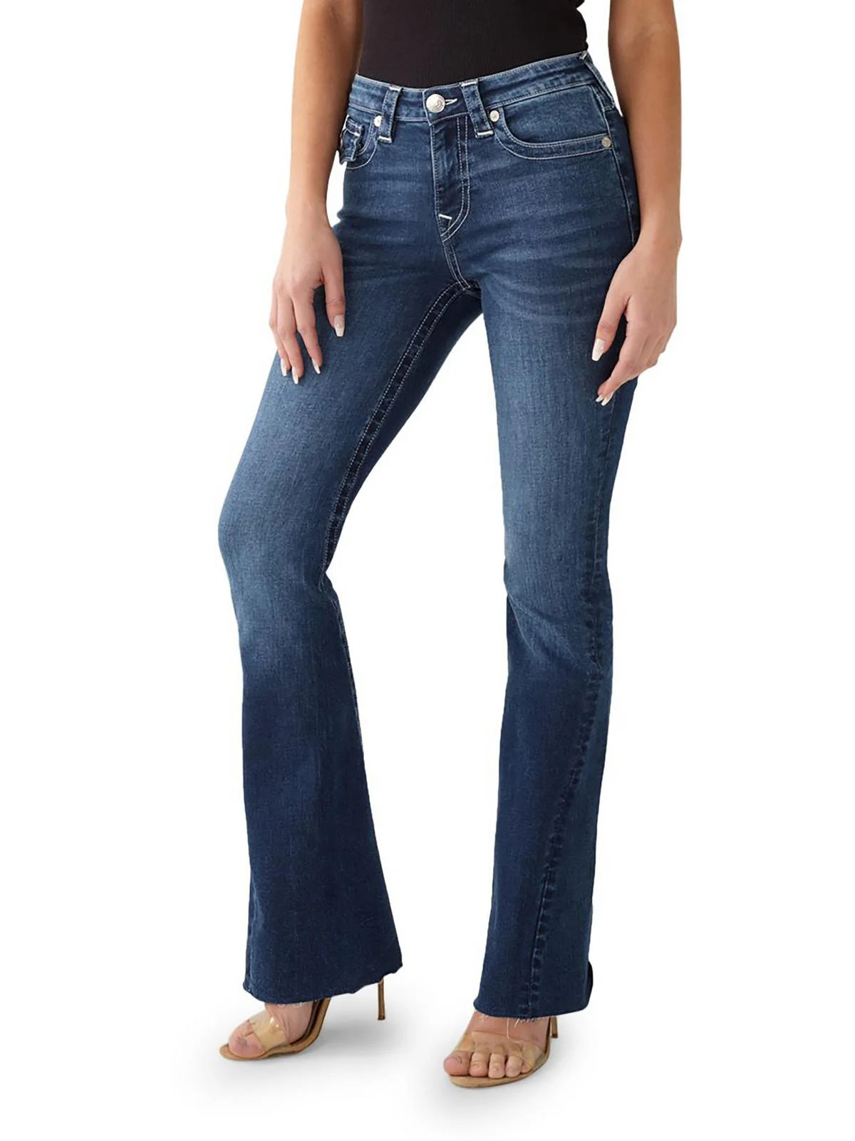 Joey Womens Mid-Rise Dark Wash Flare Jeans | Shop Simon
