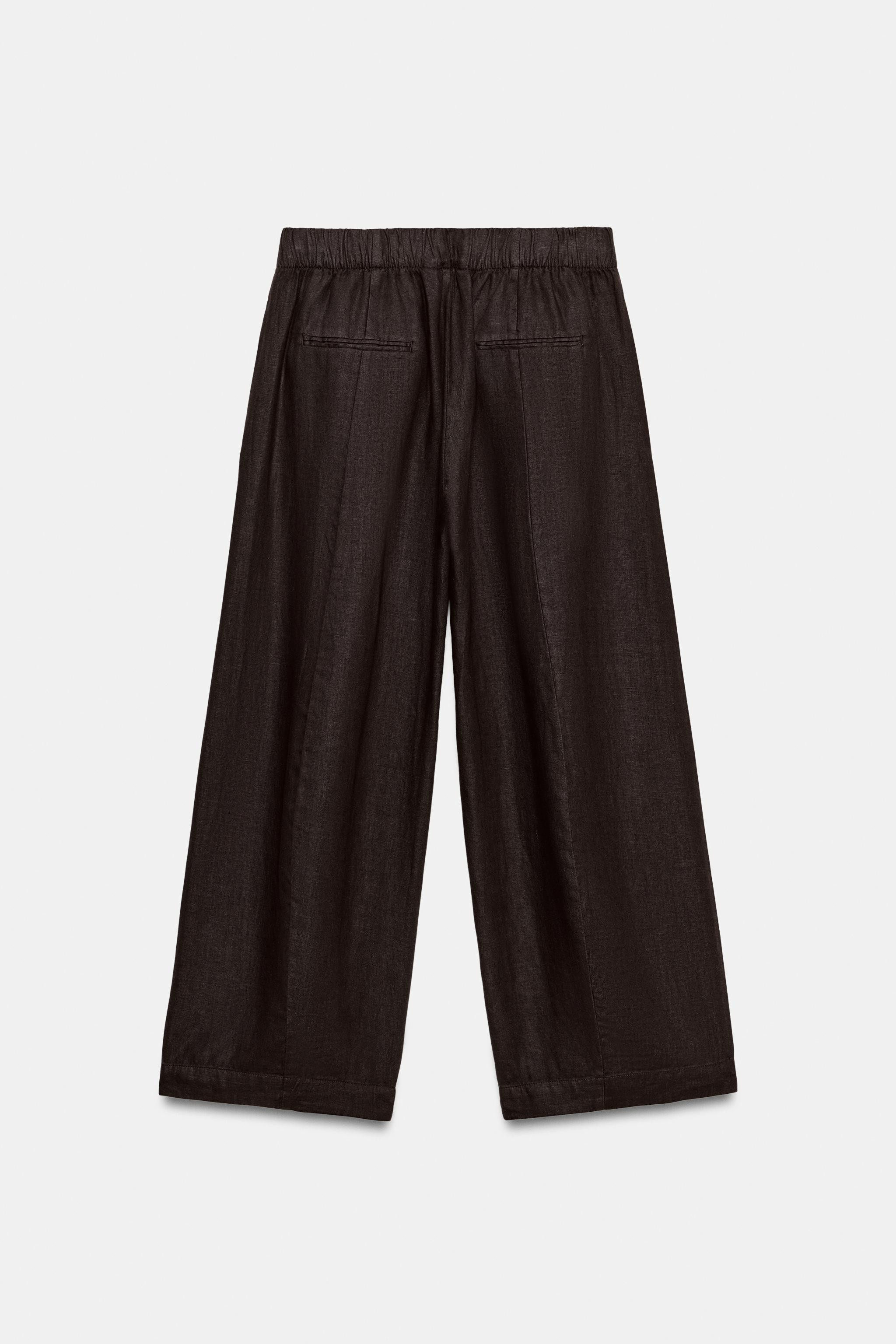 ZW COLLECTION LINEN BARREL PANTS | Zara US