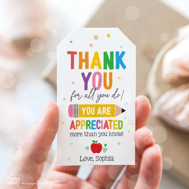 Editable Teacher Appreciation Week Gift Tags Thank You Teacher Gift Tag School Party Favor Printa... | Etsy (Global)