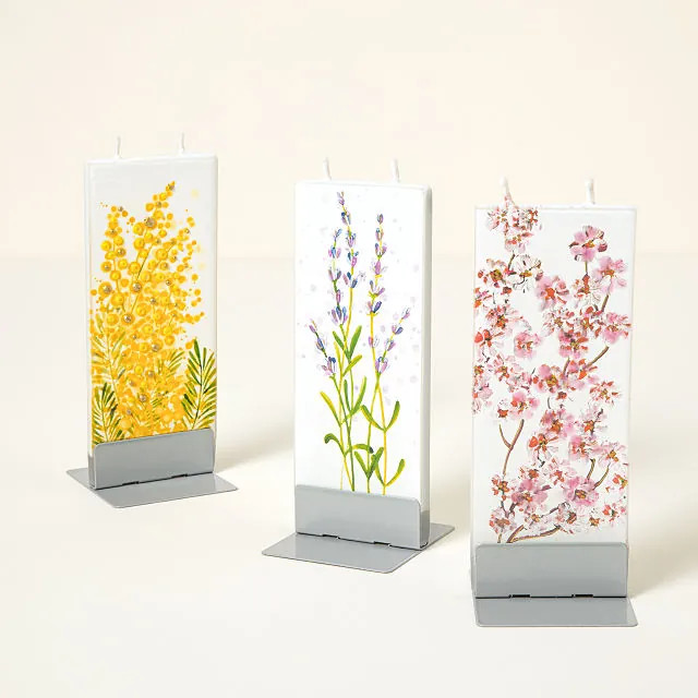 Hand-Painted Floral Flat Candle | UncommonGoods