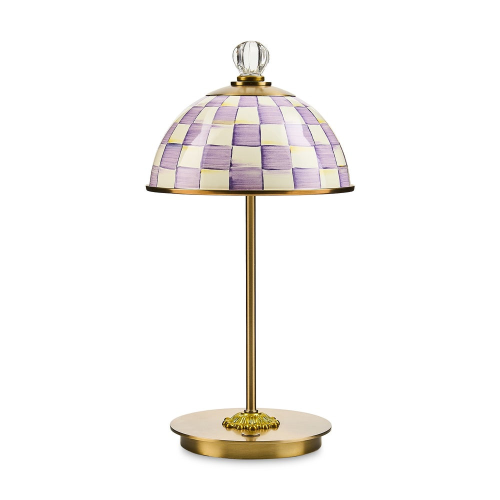 Violet Check LED Rechargeable Dome Table Lamp | MacKenzie-Childs