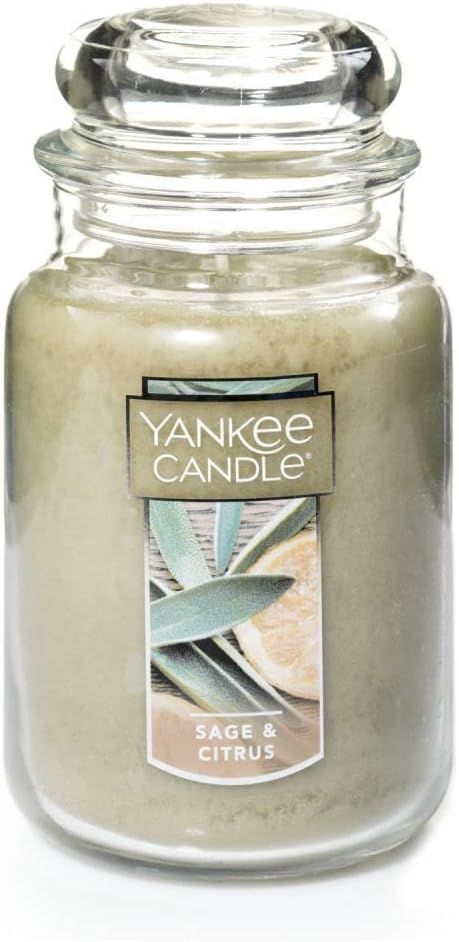 Yankee Candle Sage & Citrus Scented, Classic 22oz Large Jar Single Wick Candle, Over 110 Hours of... | Amazon (US)