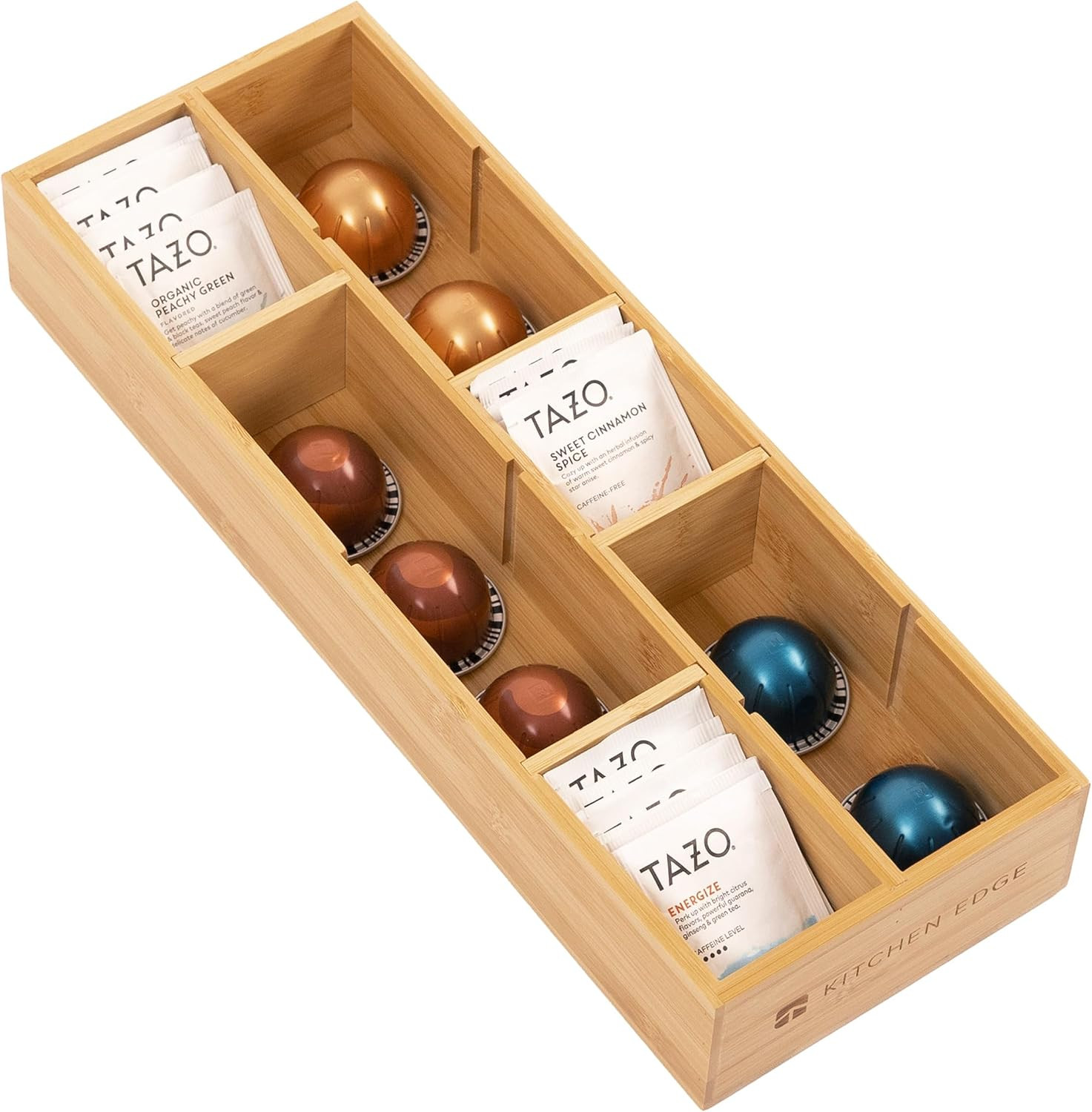 KitchenEdge Tea Bag & Coffee Pod Organizer, Small, Bamboo | Amazon (US)