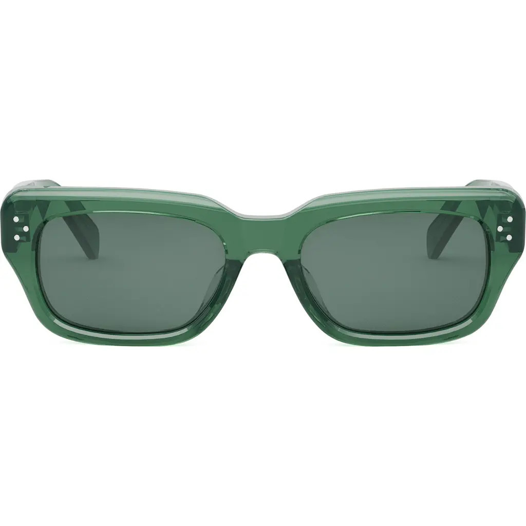 CELINE Bold 3 Dot Rectangular Sunglasses in Shiny Dark Green /Green at Nordstrom Rack | Nordstrom Rack